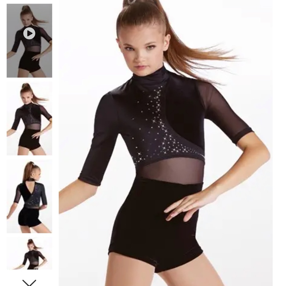Weissman Chains Black Dance biketard with Silver Accents